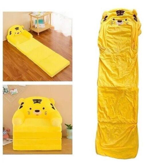 TIGER Kids Foldable Sofa Chair COVER Protector Washable Yellow Slipcover - Picture 2 of 7